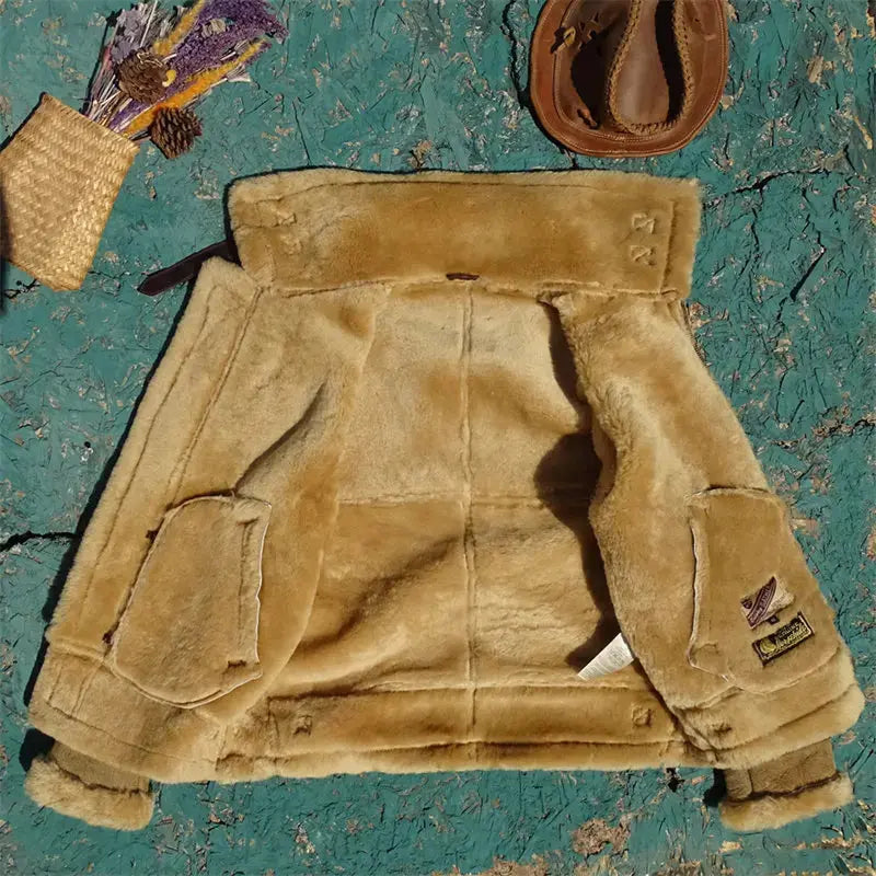 Tailoir Brando Original Sheepskin Shearling Classic B6 Men's Retro Genuine Leather Winter Warm Bomber Jacket Tailor Brando