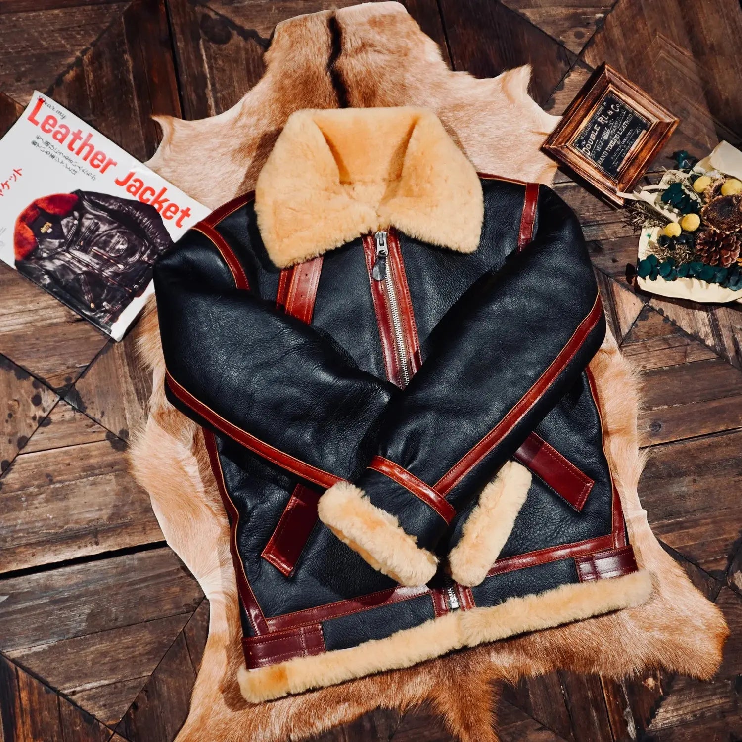 Tailor Brando Merino Shearling Men's Thickened B3 Bomber Jacket Winter Warmth Genuine Fur Jacket Tailor Brando
