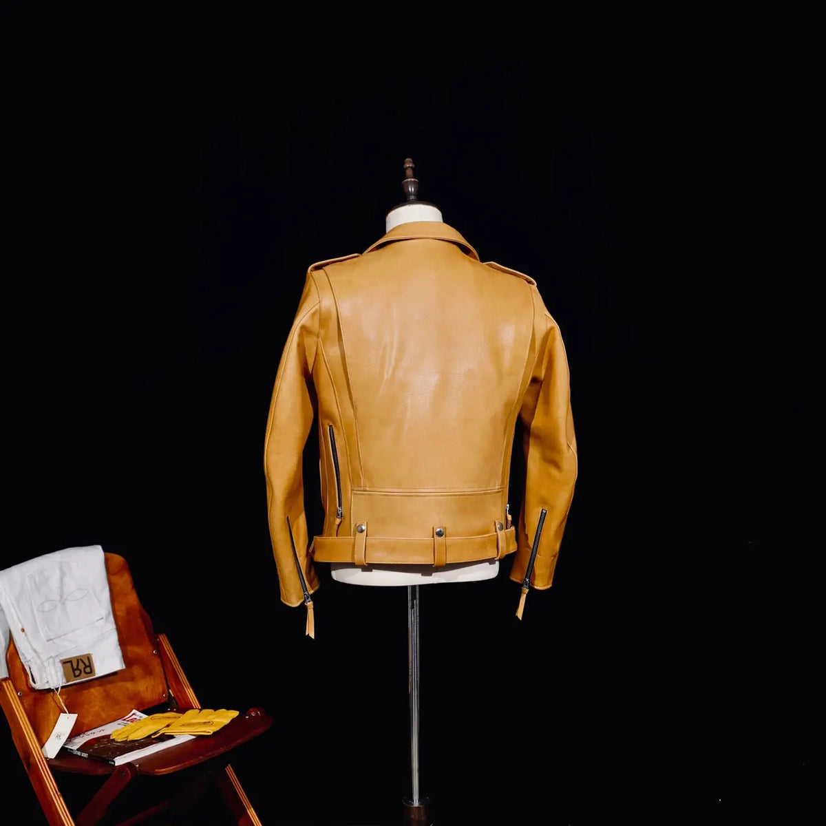 Tailor Brando American Vintage Water-Dyed Deer Leather Classic Double Rider J24 Genuine Leather Motorcycle Jacket Tailor Brando