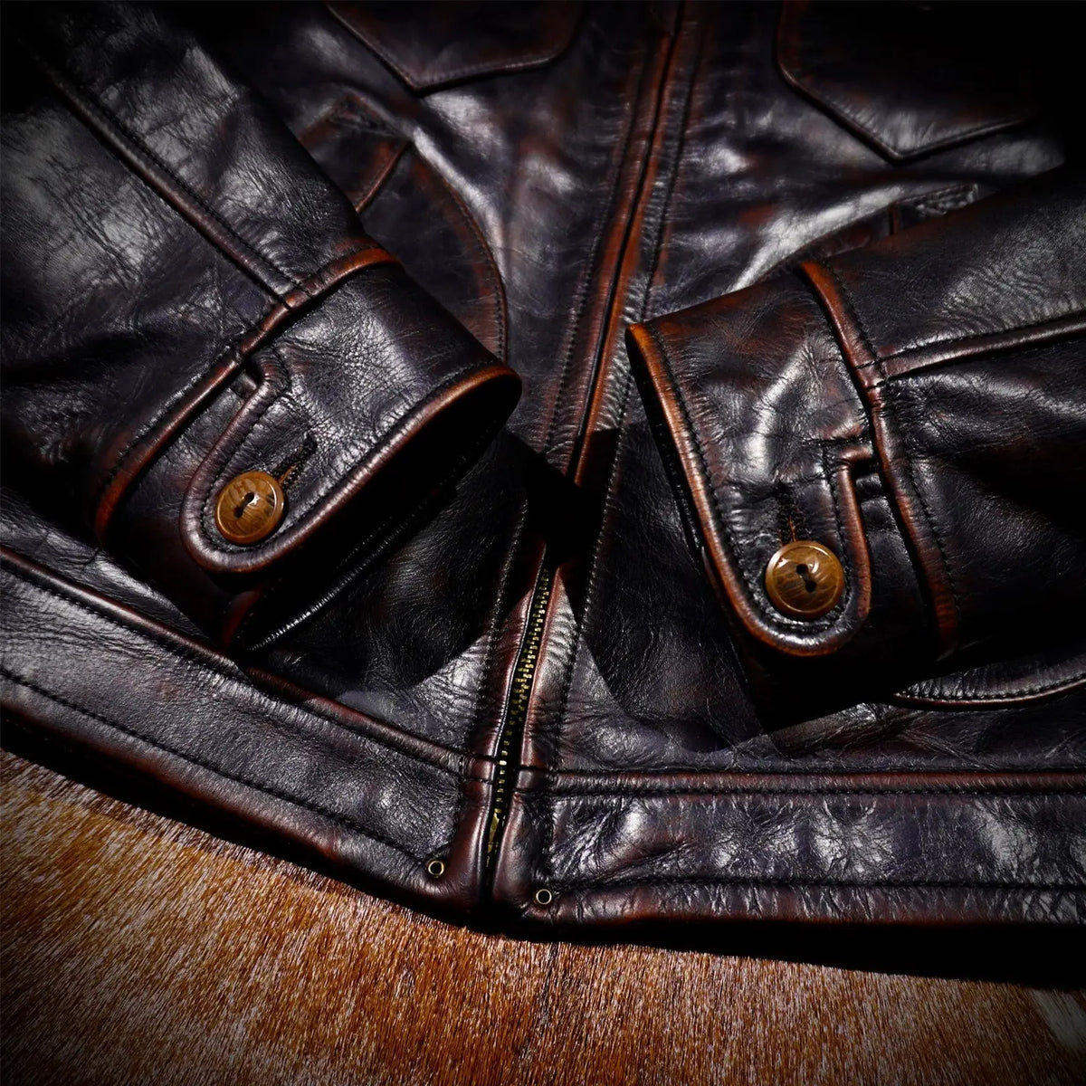 Tailor Brando Classic American Vintage Mendoza Full-Grain Tea-Core Horsehide Men's Genuine Leather Motorcycle Jacket Tailor Brando