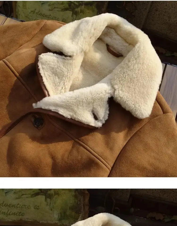 Tailor Brando Australian Natural Sheepskin Shearling Unisex Classic Rancher Retro Genuine Fur Jacket Tailor Brando