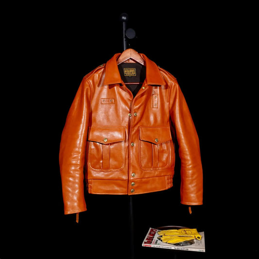 Tailor Brando Classic California Riders Multi Pocket Full Grain Vegetable Tanned Horsehide Men's Short Genuine Leather Jacket Tailor Brando
