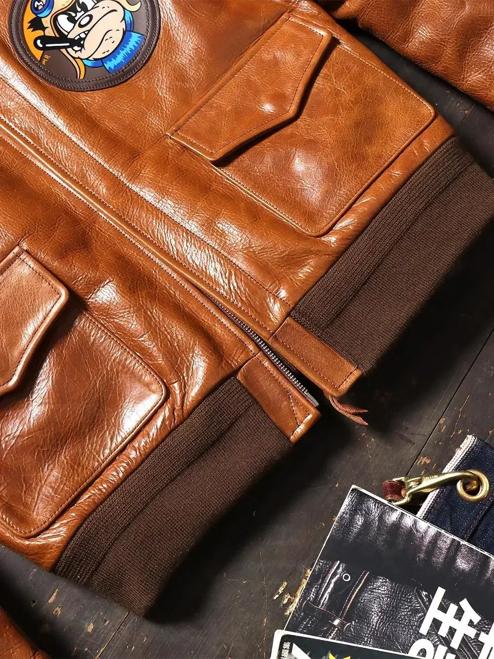 Tailor Brando Great Escape A2 Aviator Jacket Full Grain Oil Waxed Cowhide American Vintage Men's Lapel Genuine Leather Jacket Tailor Brando