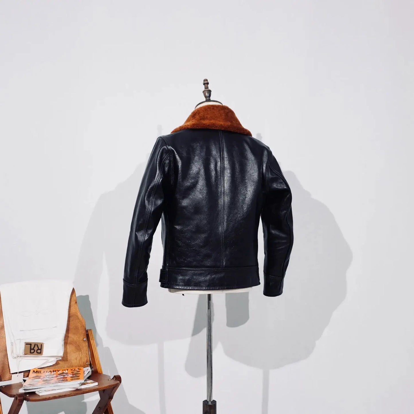 Tailor Brando Full-Grain Vegetable-Tanned Horsehide Classic B2 Bomber Jacket Men's Genuine Leather Jacket Tailor Brando