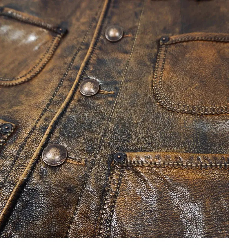 Tailor Brando Classic RL Style American Vintage Western Goatskin Vest Men's Genuine Leather Vest Tailor Brando