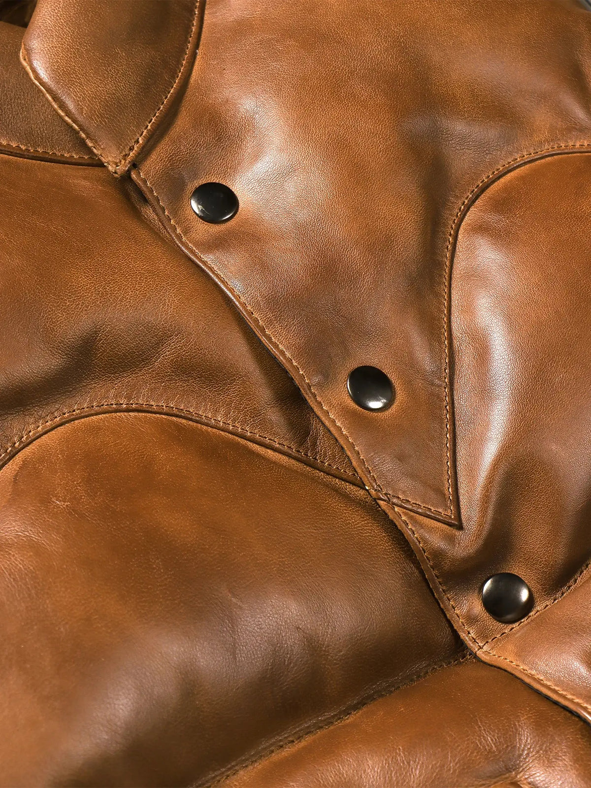 Tailor Brando Top Grain Sheepskin Handaged Japanese Vintage Short Winter Warm Genuine Leather Vest Tailor Brando