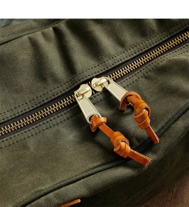 Tailor Brando Waxed Canvas & Waxed Leather Travel Bag Large Capacity 48x32x20cm Splash-Resistant Men's Vintage Tote/Shoulder Bag Tailor Brando