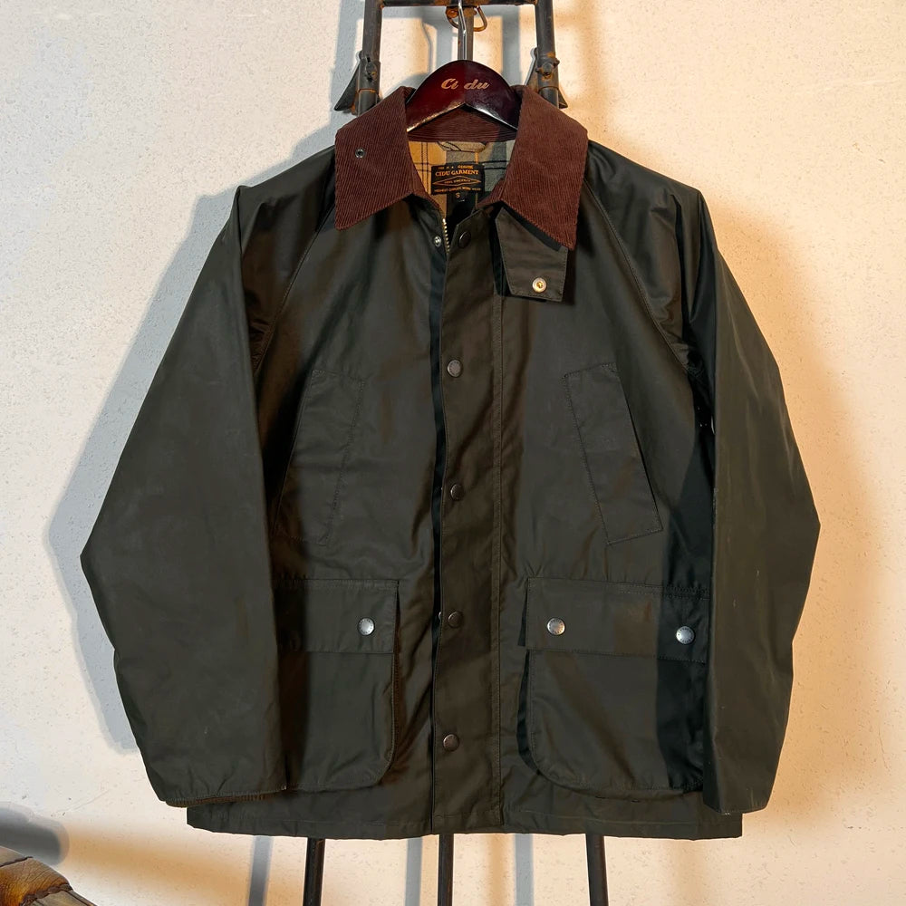 Tailor Brando British Vintage Workwear Trench Coat Bedale Classic Oil Wax Jacket Hunting Mid-Length Coat BBR