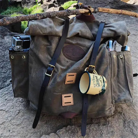 Tailor Brando Retro Large Capacity American 396 Wax Canvas Waterproof Outdoor Size 46*32*15cm Mountaineering Travel Backpack Tailor Brando