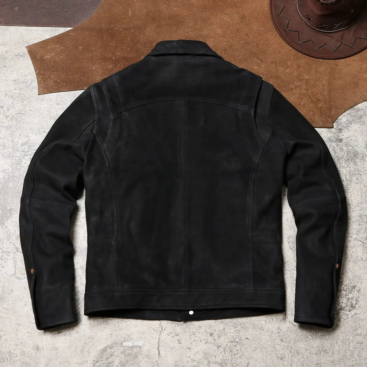 Tailor Brando Uncoated Brushed Goatskin Men's Vintage Classic Genuine Leather Jacket Tailor Brando