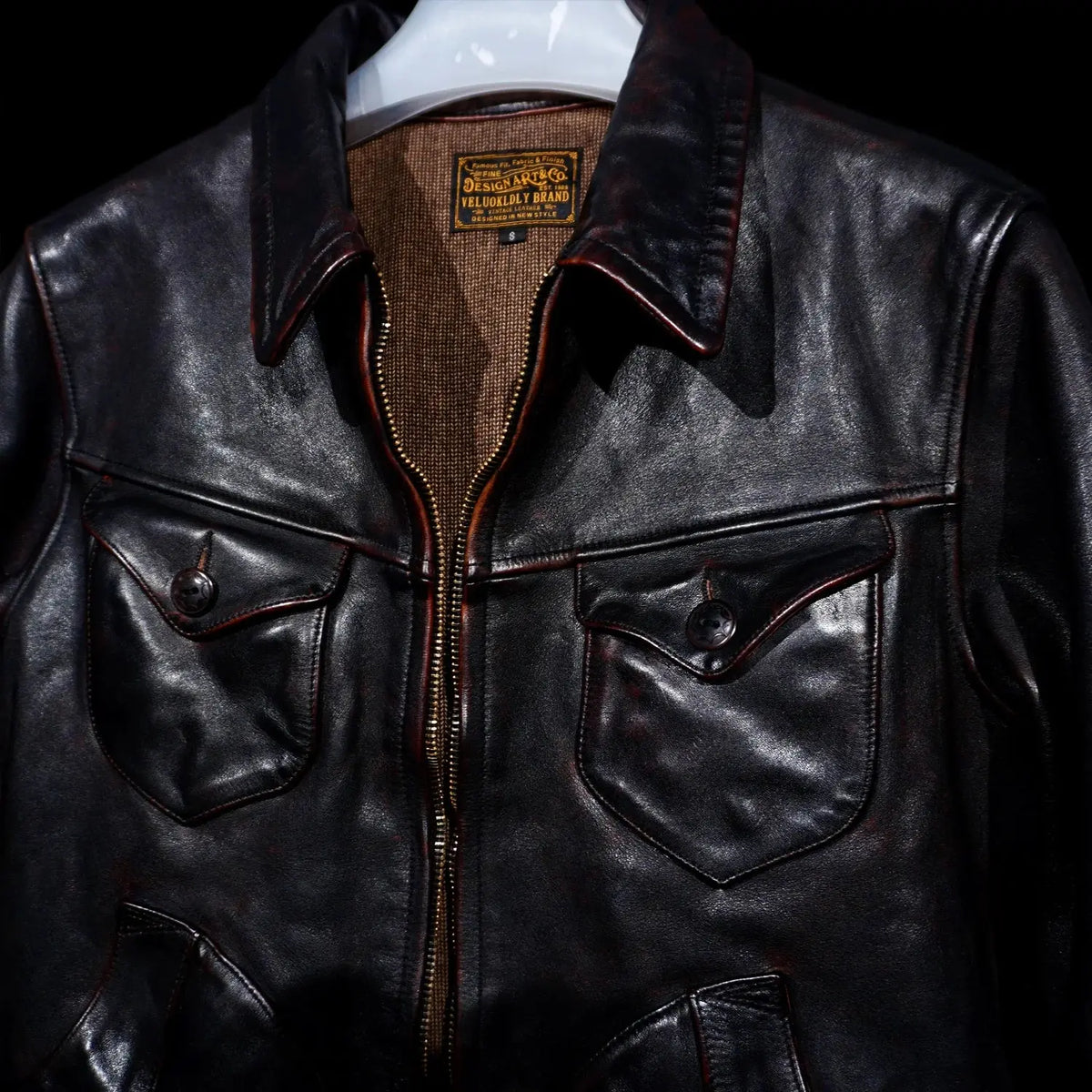 Tailor Brando American Vintage Mendoza Full-Grain Tea-Core Horsehide Men's Leather Motorcycle Jacket Tailor Brando