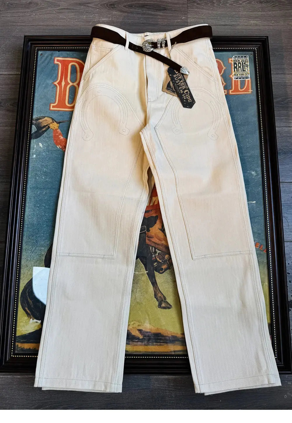 Tailor Brando American Vintage Western-Style Jeans with Horseshoe Rivets 14.8OZ 100% Cotton Men's Workwear Trousers Tailor Brando