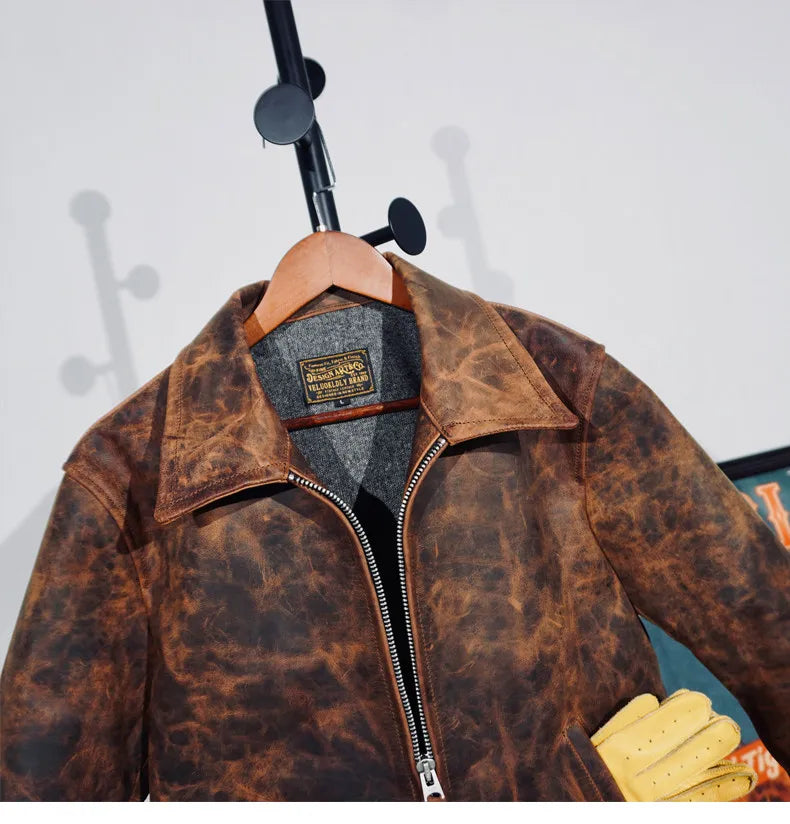 Tailor Brando Heavyweight Italian Goatskin American Vintage Classic TWC716 Men's Genuine Leather Motorcycle Jacket Tailor Brando