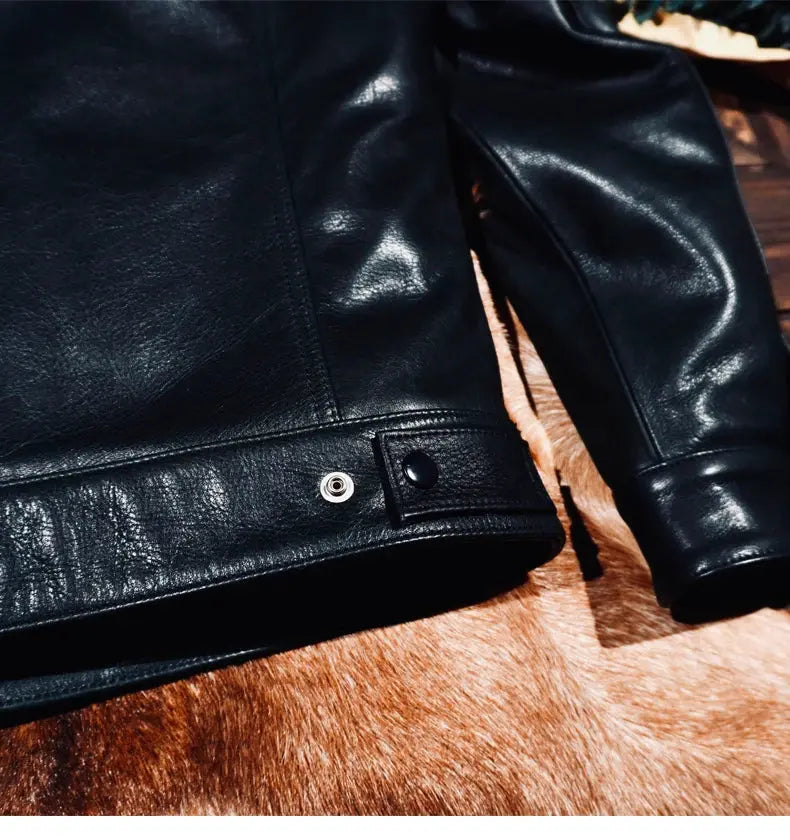 Tailor Brando Italian Water-Dyed Cowhide Men's Classic Trucker Winter Warmth Genuine Leather Jacket Tailor Brando