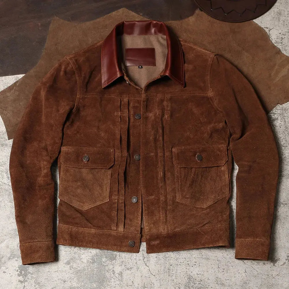 Tailor Brando American Retro Distressed Leather Jacket Vintage Amikaki Suede Jacket Men's 506 Genuine Leather Jacket Tailor Brando