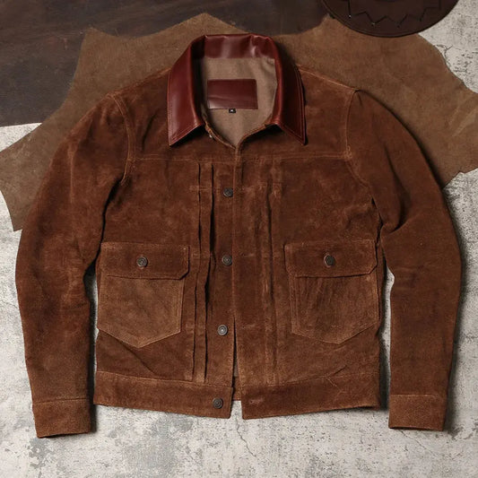 Tailor Brando American Retro Distressed Leather Jacket Vintage Amikaki Suede Jacket Men's 506 Genuine Leather Jacket Tailor Brando