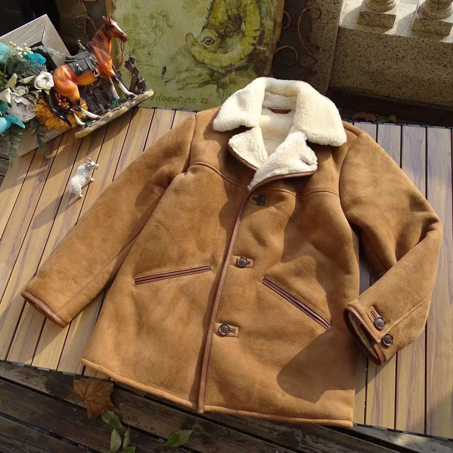 Tailor Brando Australian Natural Sheepskin Shearling Unisex Classic Rancher Retro Genuine Fur Jacket Tailor Brando