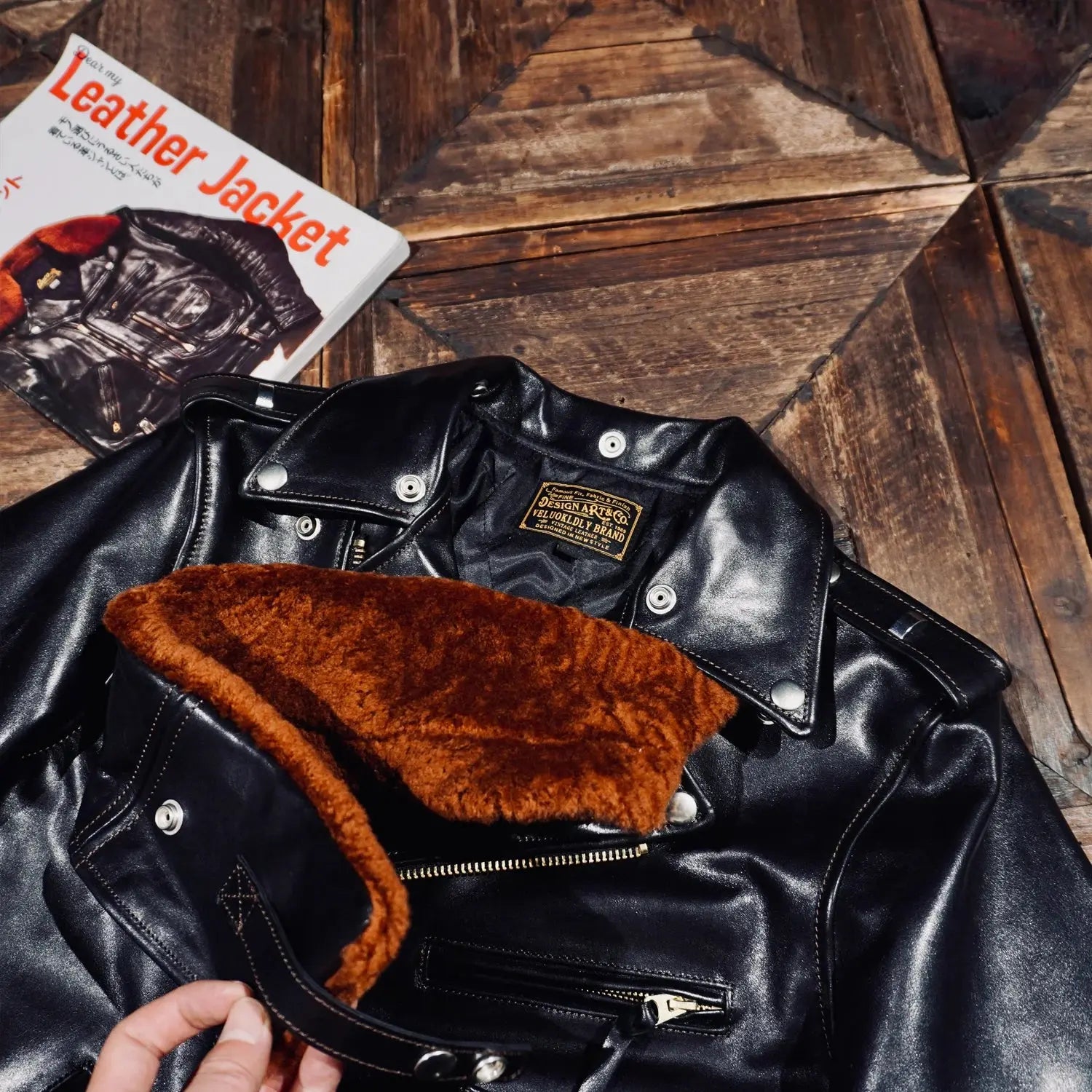 Tailor Brando Full-Grain Vegetable Tanned Teacore Horsehide J24 Classic Double Rider Men's ShortGenuine Leather Biker Jacket Tailor Brando
