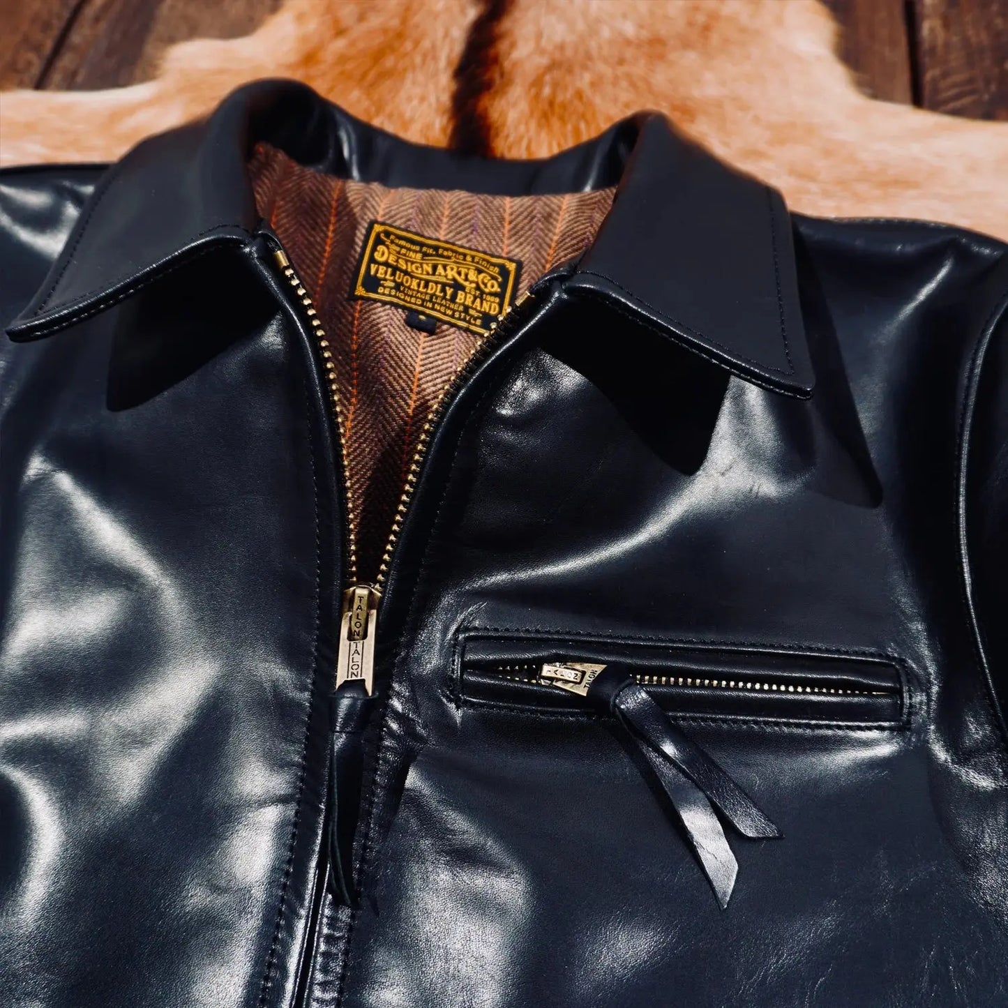 Tailor Brando American Vintage 1930s Full-Grain Vegetable-Tanned Horsehide Men's Genuine Leather Motorcycle Jacket Tailor Brando