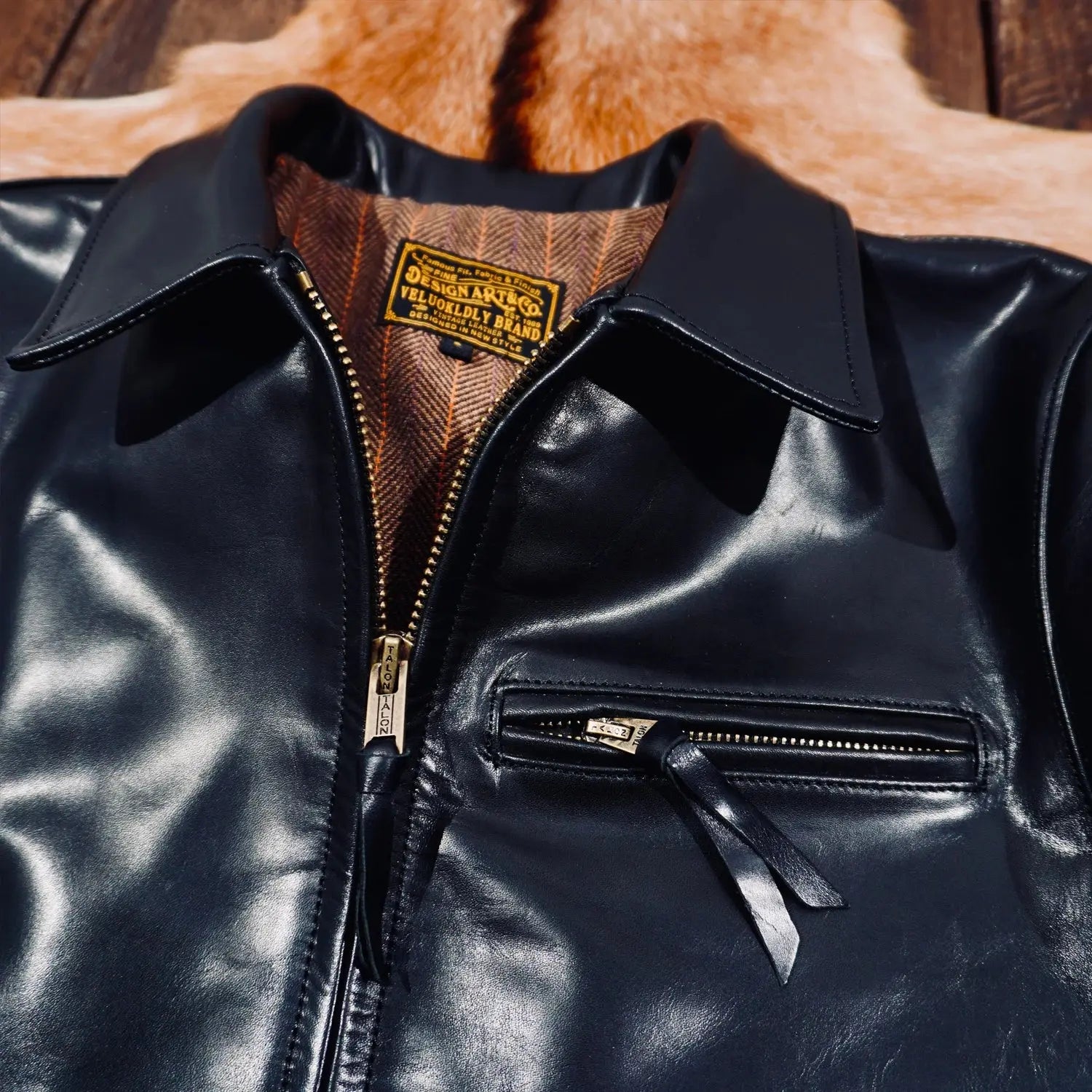 Tailor Brando American Vintage 1930s Full-Grain Vegetable-Tanned Horsehide Men's Genuine Leather Motorcycle Jacket Tailor Brando