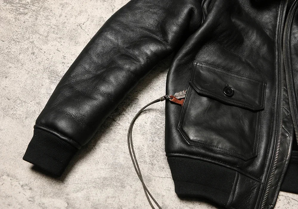 Tailor Brando Aviator Air Force Leather Jacket Original Sheepskin Fur Integrated Jacket Genuine Leather Warm Fur Jacket
