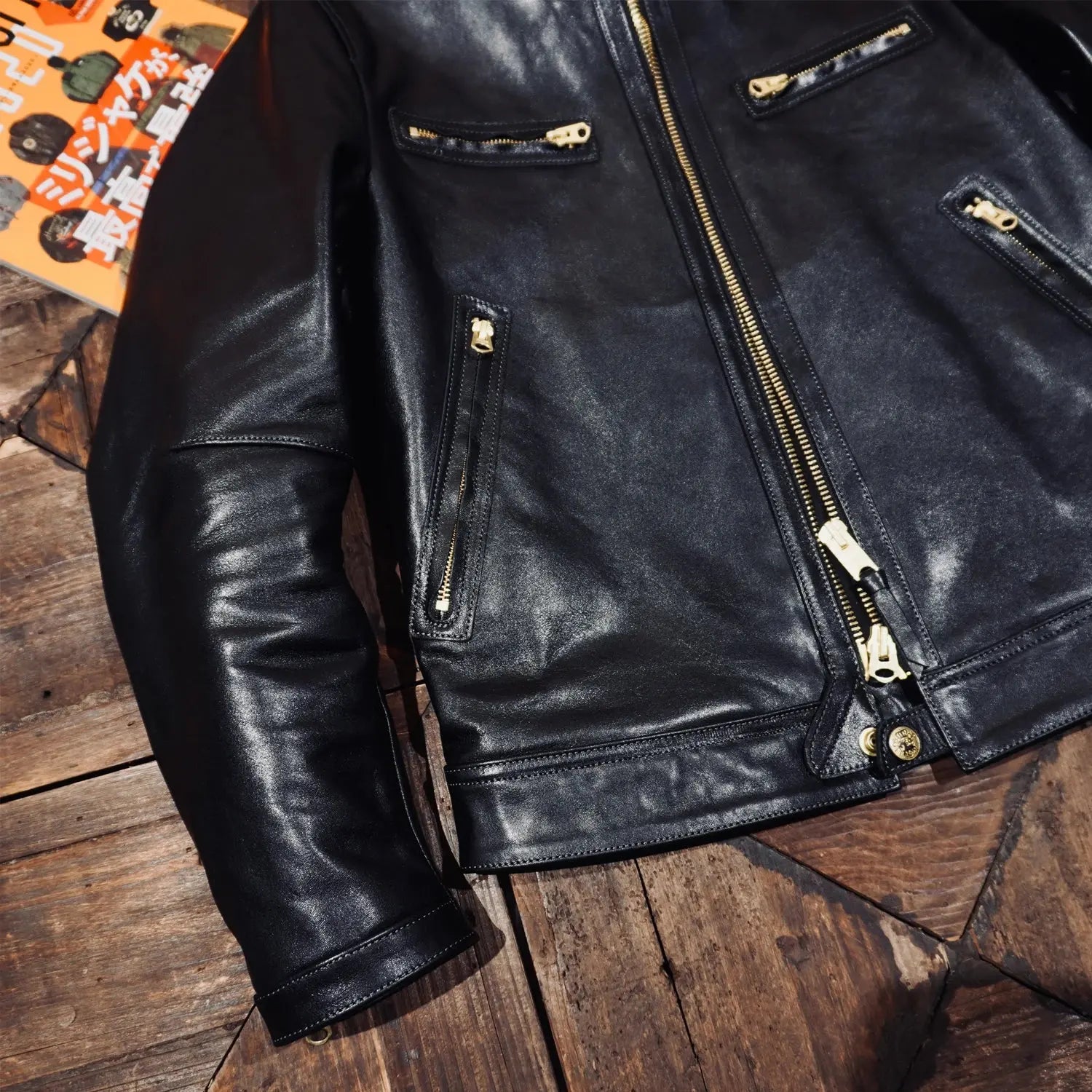 Tailor Brando Full-Grain Vegetable-Tanned Horsehide Classic J100 Men's Stand-Up Collar Motorcycle Genuine Leather Jacket Tailor Brando