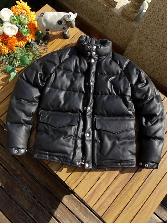 Tailor Brando Vegetable-Tanned Lambskin Classic Men's Vintage Genuine Leather Down Jacket Tailor Brando