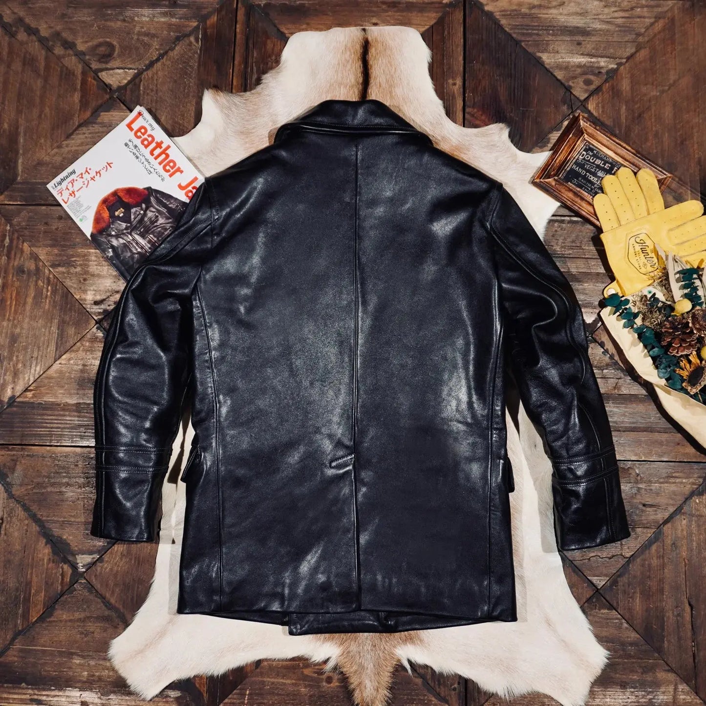 Tailor Brando Heavyweight Full-Grain Vegetable-Tanned Horsehide Classic 740 Churchill Double-Breasted Genuine Leather Coat Tailor Brando
