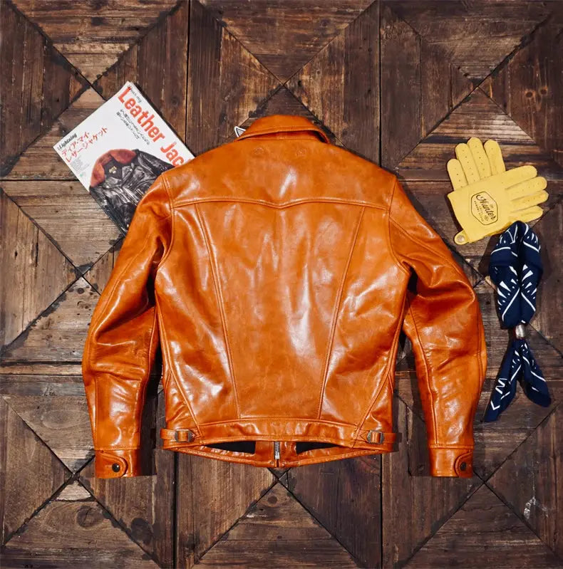 Tailor Brando Italian Full Grain Vegetable Tanned Horsehide Mendoza Vintage Genuine Leather Men's Motorcycle Jacket Tailor Brando