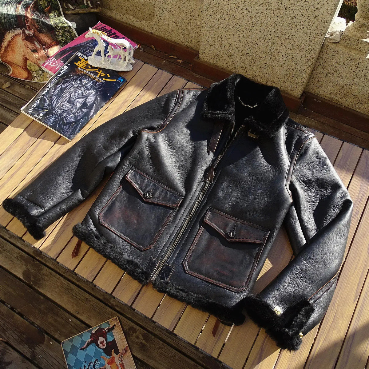Tailor Brando Authentic Sheepskin Shearling Classic G1 American Vintage Winter Warmth Genuine Leather Bomber Jacket Tailor Brando