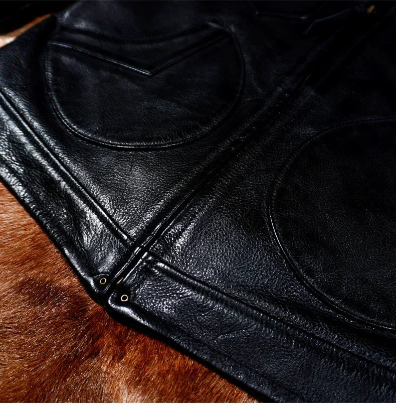 Tailor Brando Heavy Wash Aged Mendoza Full Grain Vegetable Tanned Cowhide Men's Vintage Genuine Leather Biker Jacket Tailor Brando