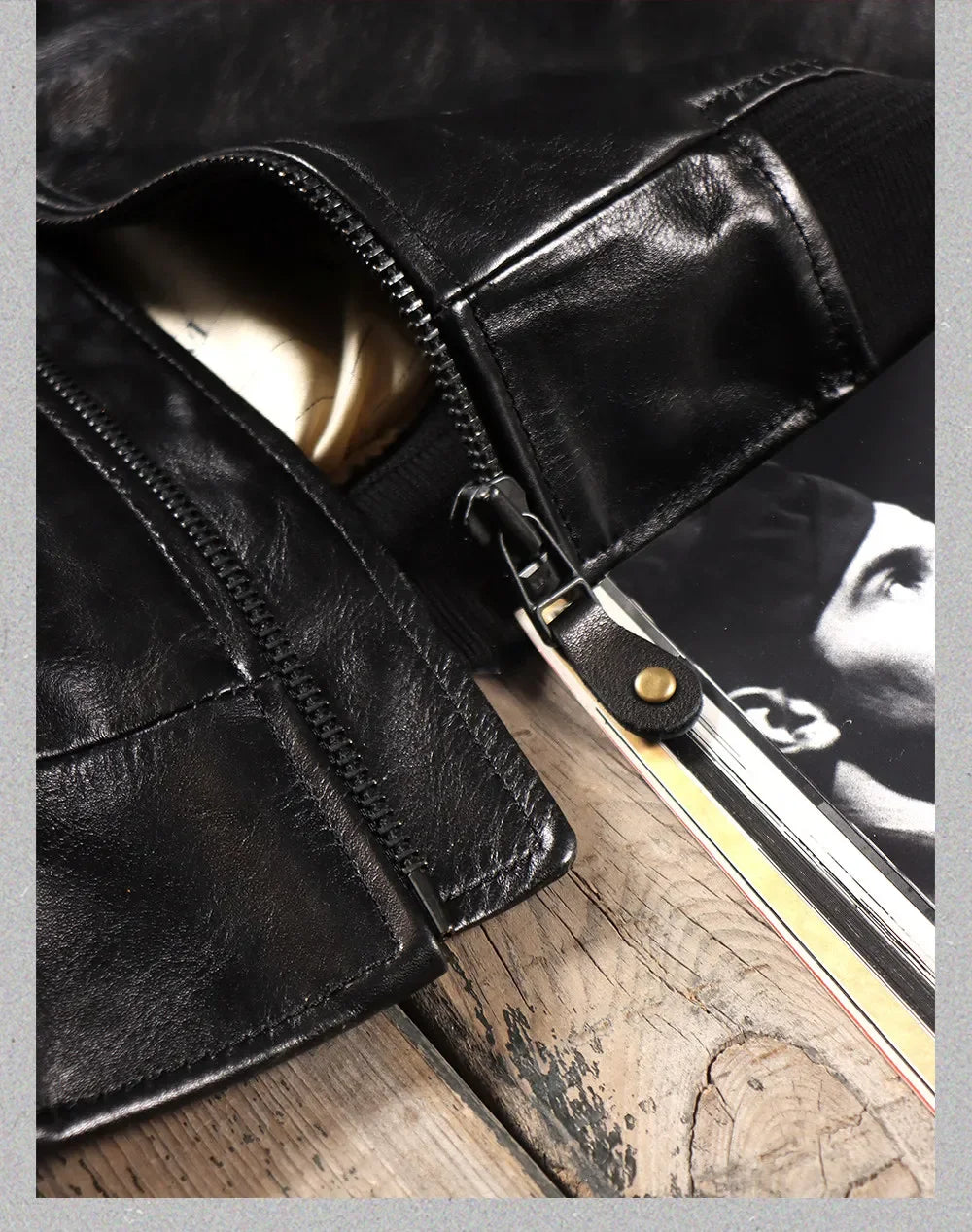 Tailor Brando Full-Grain Cowhide American Vintage B15 Men's Classic Lapel Genuine Leather Bomber Jacket Tailor Brando