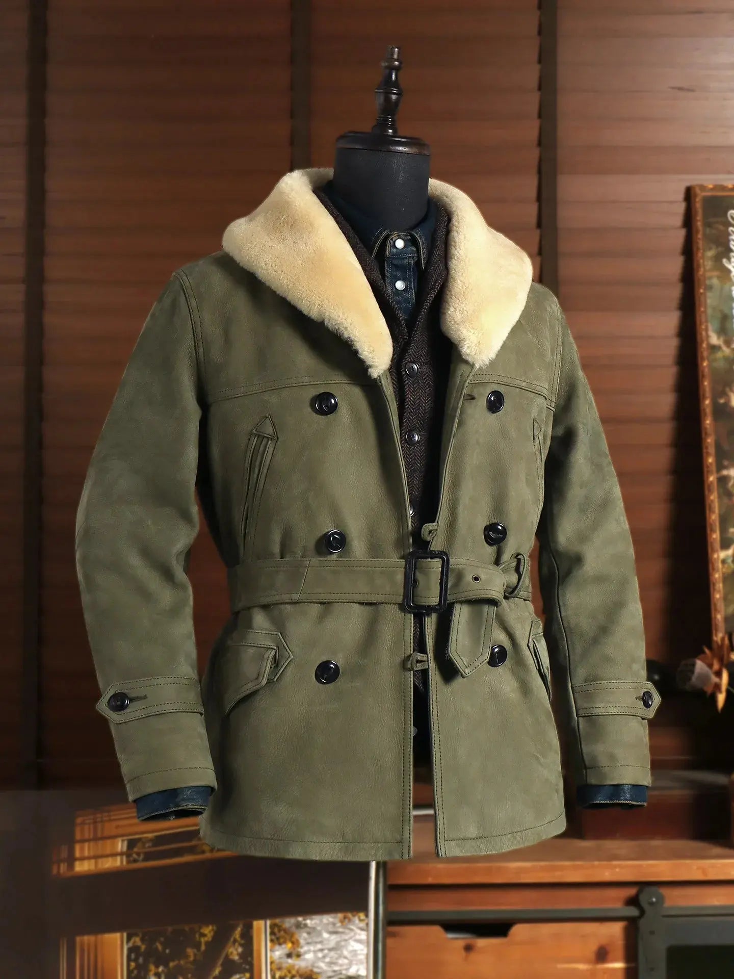 Tailor Brando Italian Uncoated Abrazine Cowhide American Retro Genuine Leather Jacket Men's Classic Farmer Mid-Length Coat Tailor Brando