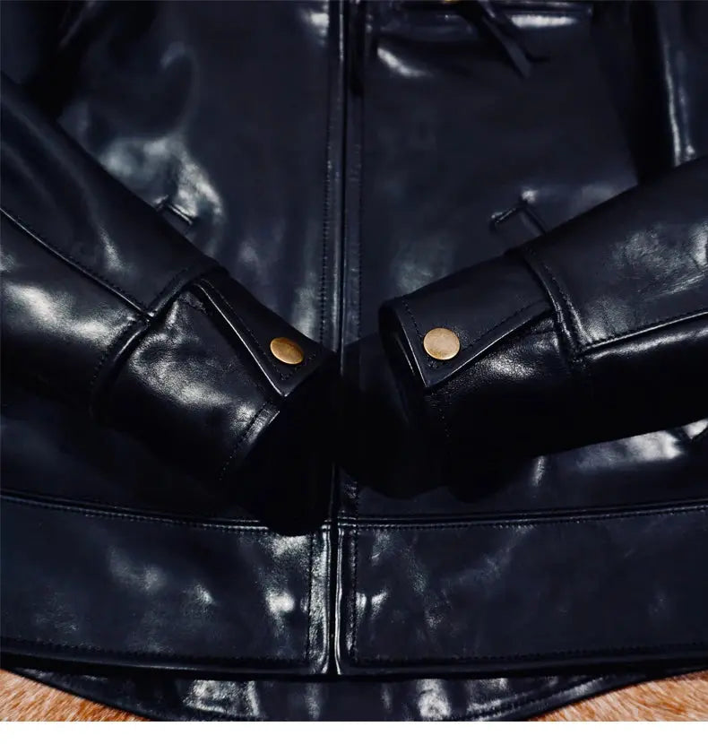 Tailor Brando American Vintage 1930s Full-Grain Vegetable-Tanned Horsehide Men's Genuine Leather Motorcycle Jacket Tailor Brando