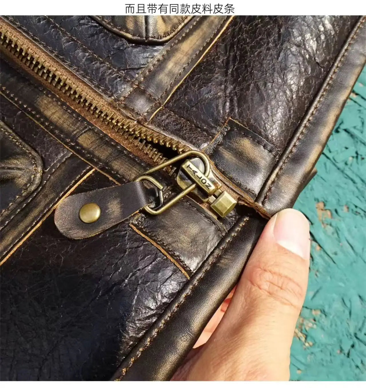 Tailor Brando Turkey Original Sheep Shearling & Vegetable Tanned Tea Core Cowhide Men's Classic Bomber Warm Genuine Fur Jacket