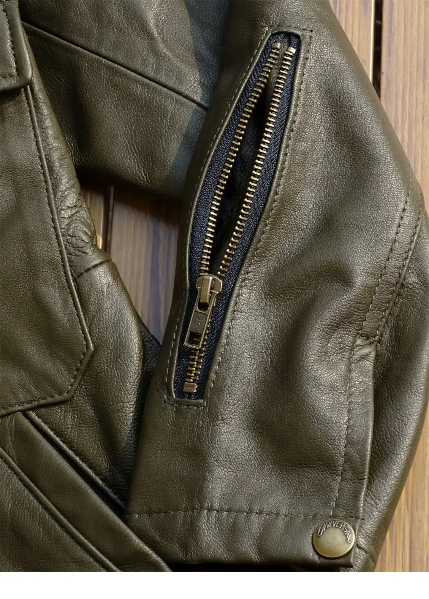 Tailor Brando Full Grain Goatskin Men's Genuine Leather Field Hooded Safari Jacket Tailor Brando