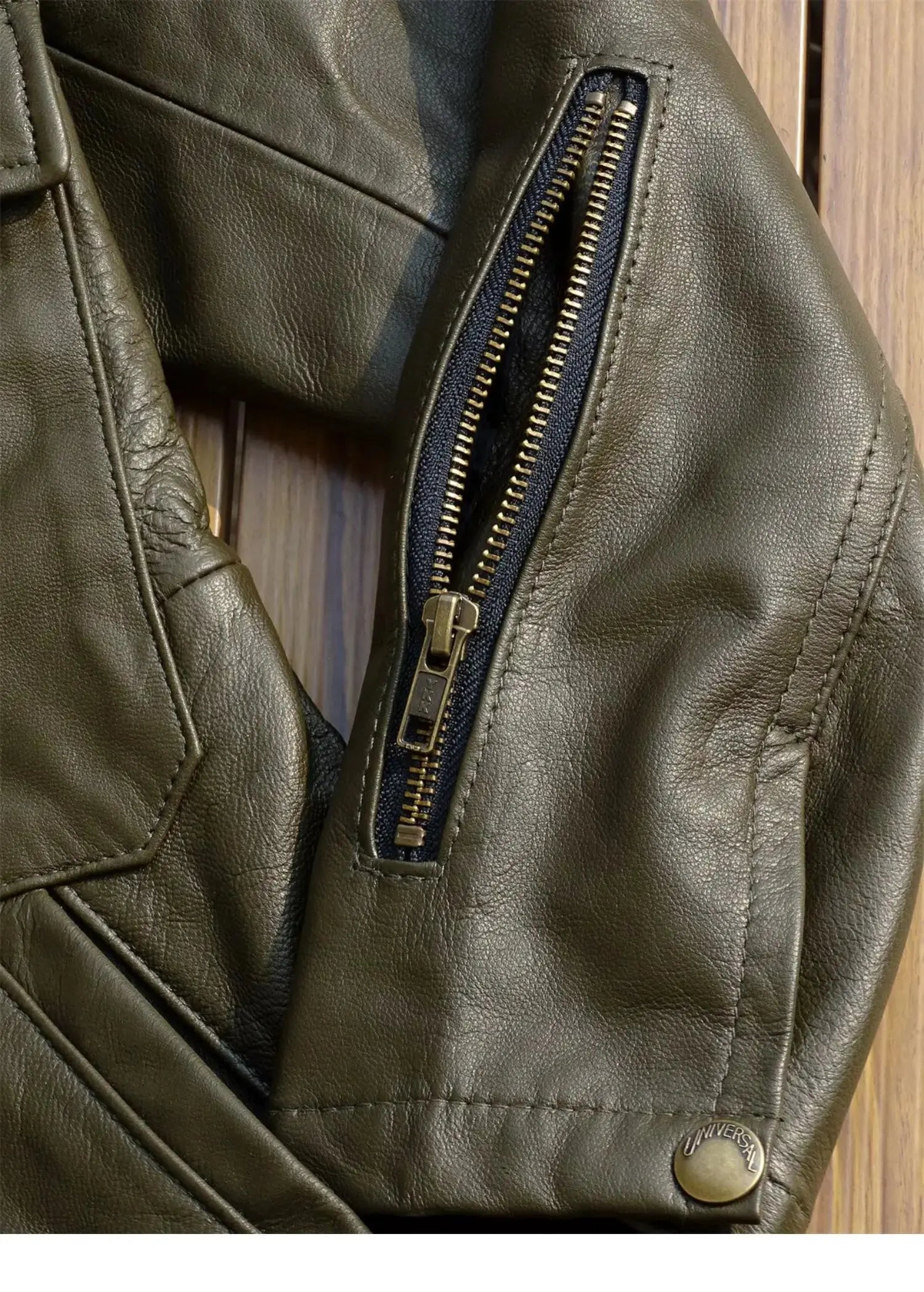 Tailor Brando Full Grain Goatskin Men's Genuine Leather Field Hooded Safari Jacket Tailor Brando