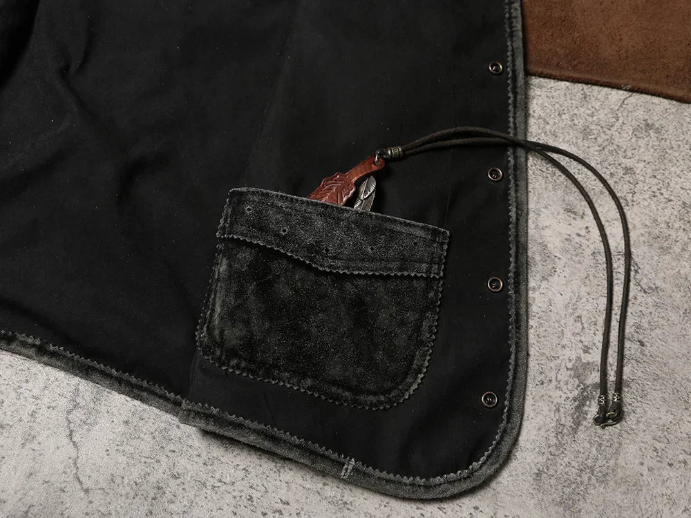 Retro RL Distressed Suede Vest Men's Genuine Leather Jacket Vest with Cowhide on Both Sides Wearing Camisole Liu Wen Style