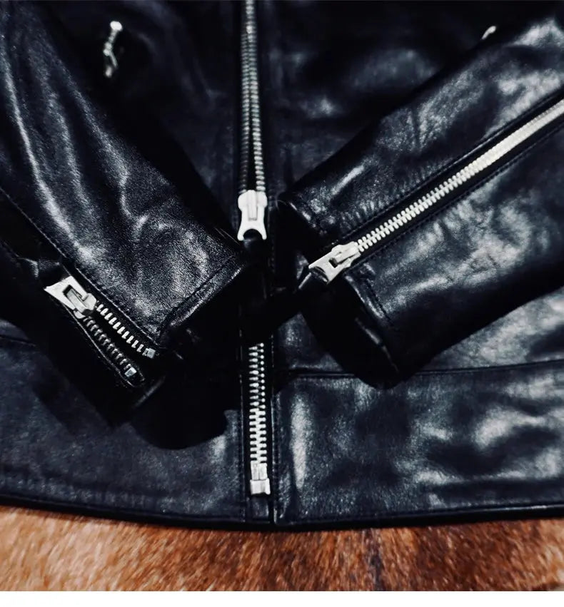 Tailor Brando Classic Model 445 Full Grain Vegetable Tanned Horsehide Men's Classic Double Rider Genuine Leather Biker Jacket Tailor Brando