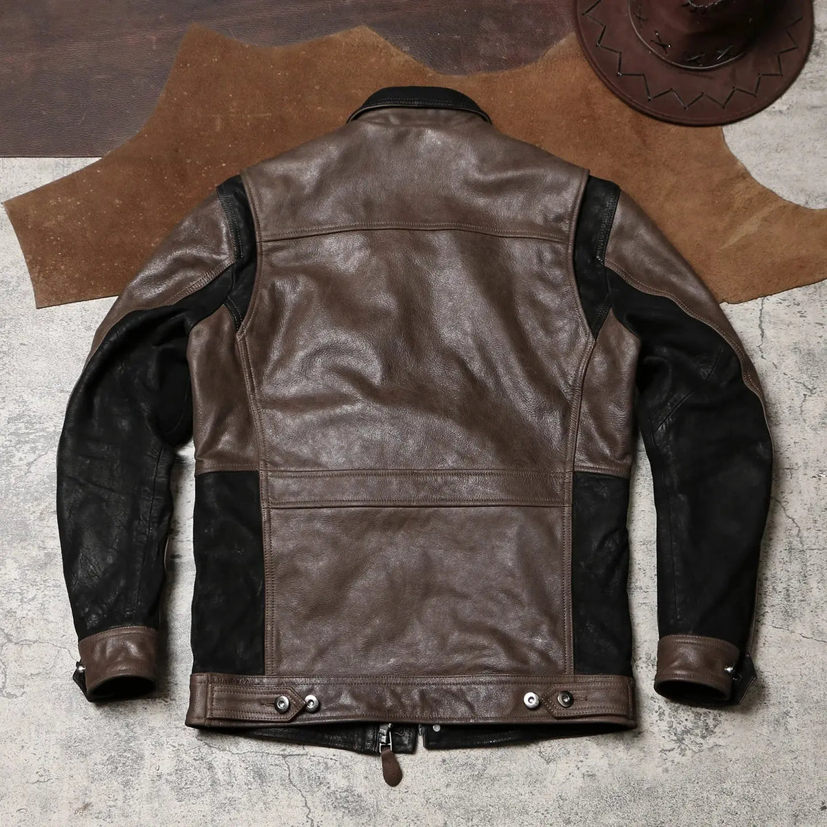 Tailor Brando Suede Cowhide & Full-Grain Goatskin M65 Men's Classic American Vintage Genuine Leather Safari Jacket Tailor Brando