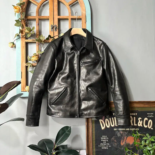Tailor Brando Batik Cowhide Men's Classic 1930s Retro Genuine Leather Motorcycle Jacket Tailor Brando