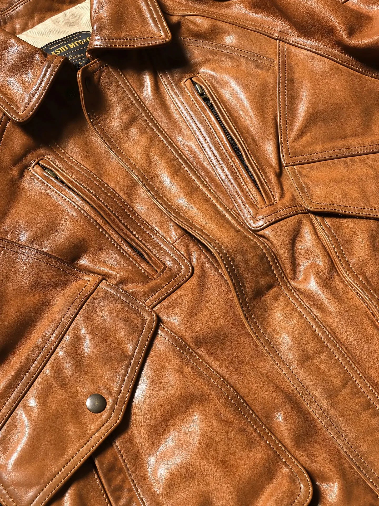 Tailor Brando 90s Retro Oversized Men's Full-Grain Hand-Aged Vegetable-Tanned Calfskin Genuine Leather Jacket Tailor Brando