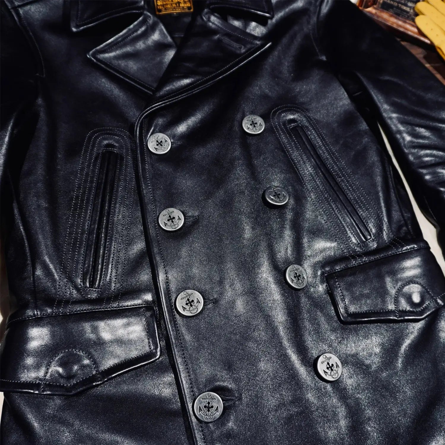Tailor Brando Heavyweight Full-Grain Vegetable-Tanned Horsehide Classic 740 Churchill Double-Breasted Genuine Leather Coat Tailor Brando