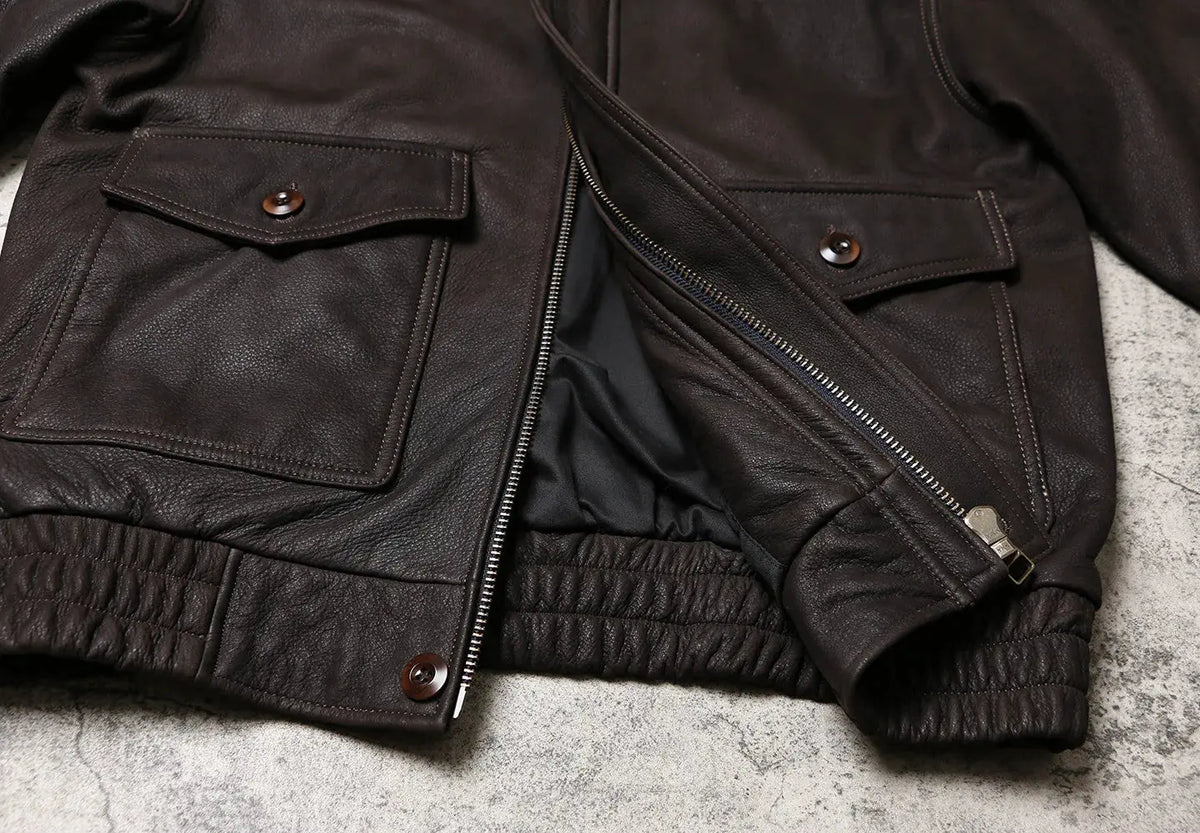 Tailor Brando Brushed Full-Grain Cowhide 90s Vintage Oversized Men's Genuine Leather Jacket Tailor Brando