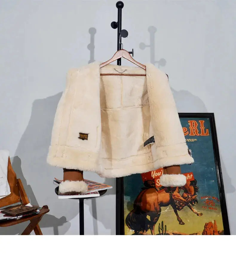 Tailor Brando New Zealand Sheep Shearling Classic Patton Style B3 Winter Warm Men's Genuine Fur Jacket Tailor Brando