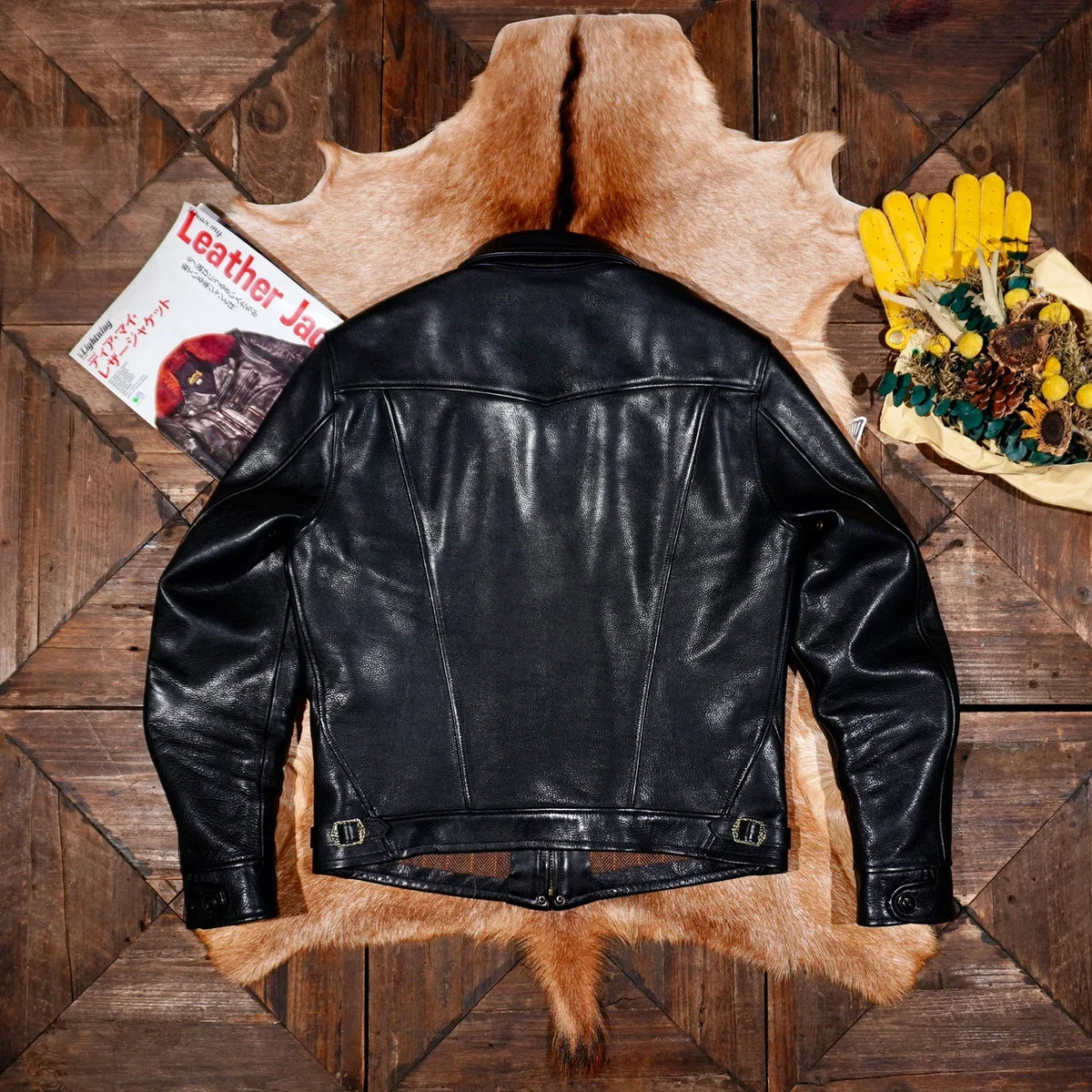 Tailor Brando Heavy Wash Aged Mendoza Full Grain Vegetable Tanned Cowhide Men's Vintage Genuine Leather Biker Jacket Tailor Brando