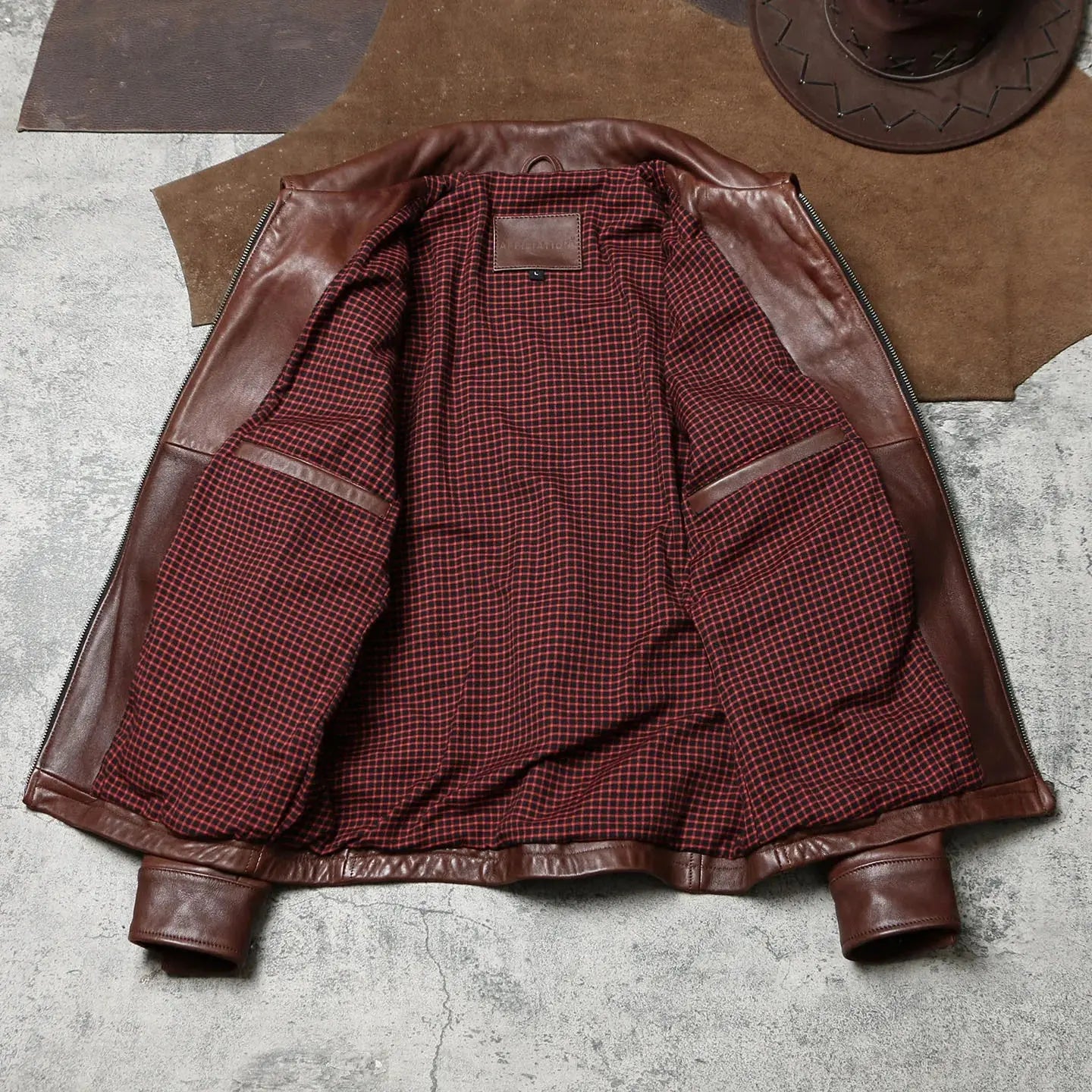 Tailor Brando Batik Uncoated Sheepskin Men's Classic Newsboy Retro Genuine Leather Biker Jacket Tailor Brando