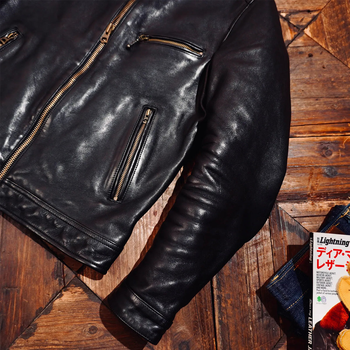 Tailor Brando Full Grain Vegetable Tanned Cowhide Men's Retro Short Stand Up Collar Genuine Leather Biker Jacket Tailor Brando