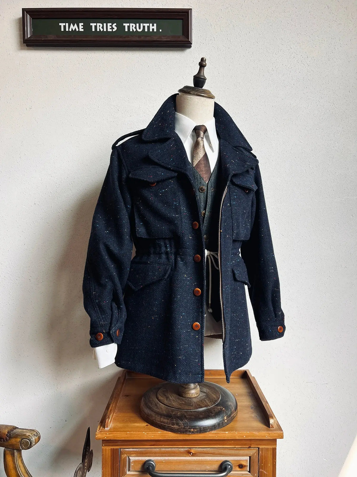 Tailor Brando Classic Vintage Tweed M43 Field Jacket Men's Short Trench Coat Jacket Tailor Brando