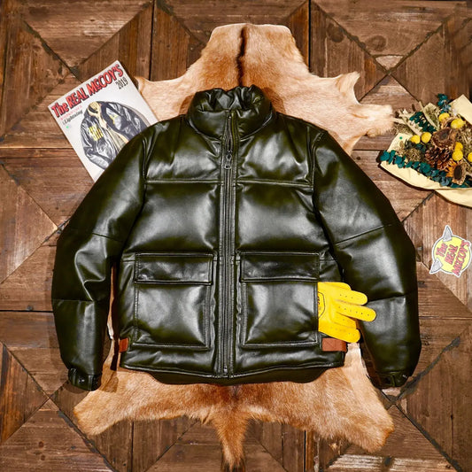 Tailor Brando Classic Italian Full-Grain Sheepskin with 380g+ White Duck Down Fill Winter Warmth Genuine Leather Down Jacket Tailor Brando